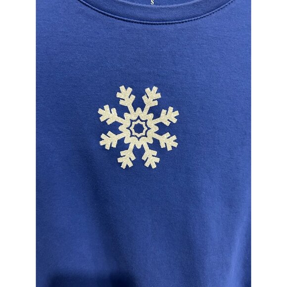 Croft & Barrow Snowflakes Crewneck Long Sleeve Top Blue Sz Small Pima Cotton - Picture 4 of 10